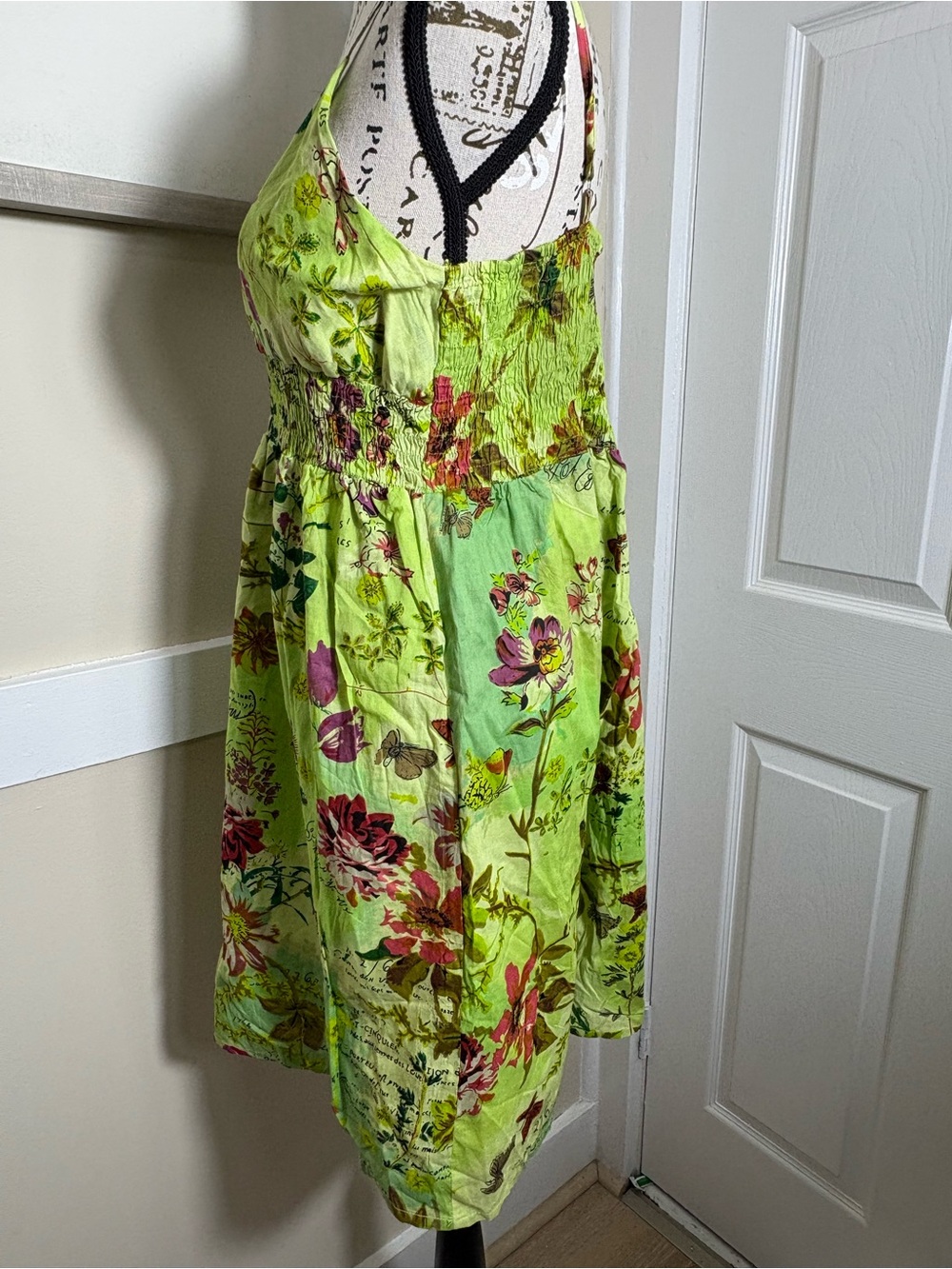 Kaviya Floral Cotton Sundress Smocked Empire Waist Boho Size L - Picture 8 of 12